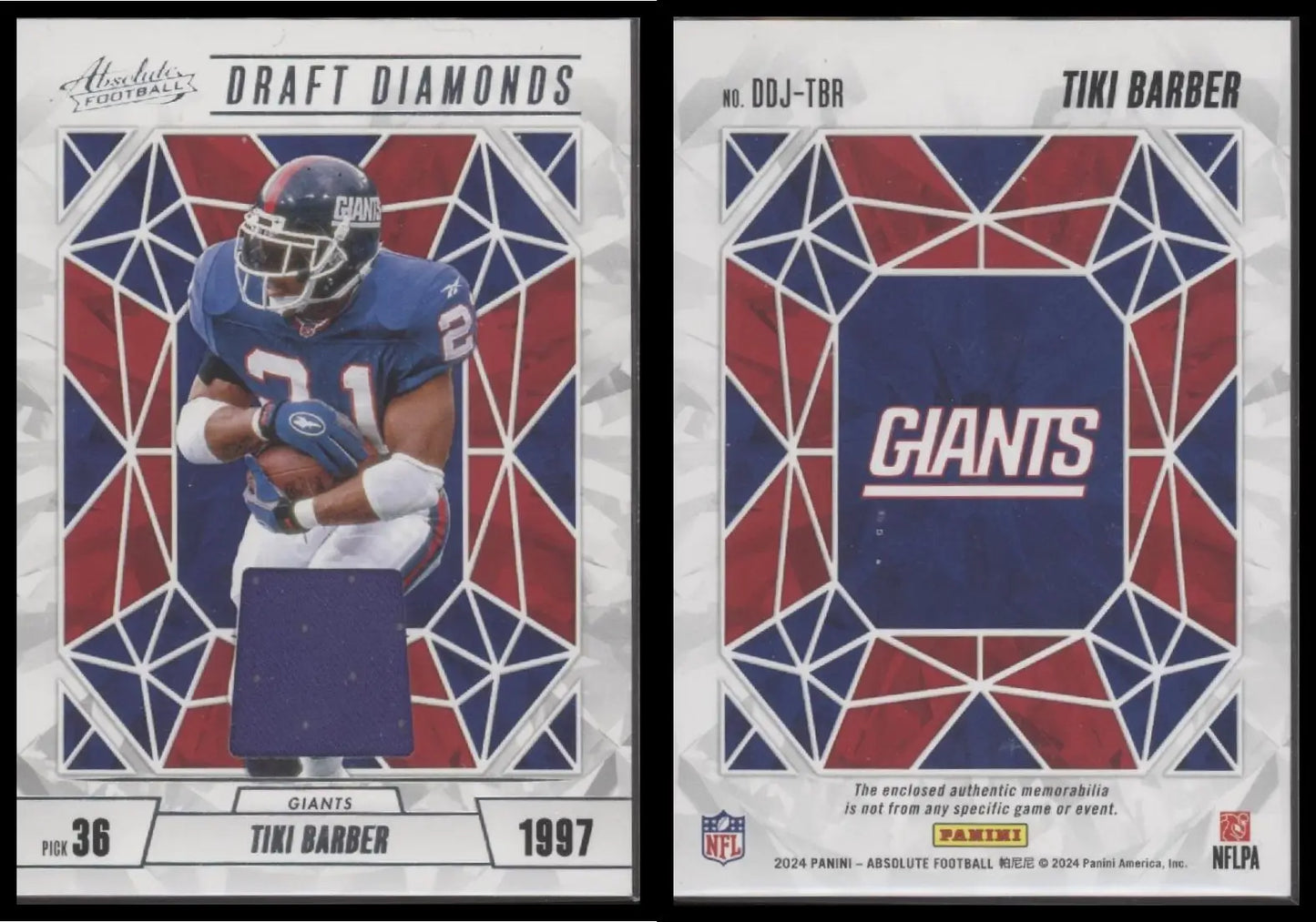 2024 Panini Absolute TIKI BARBER #DDJ-TBR Draft Diamonds New York Giants - Football Card Single
