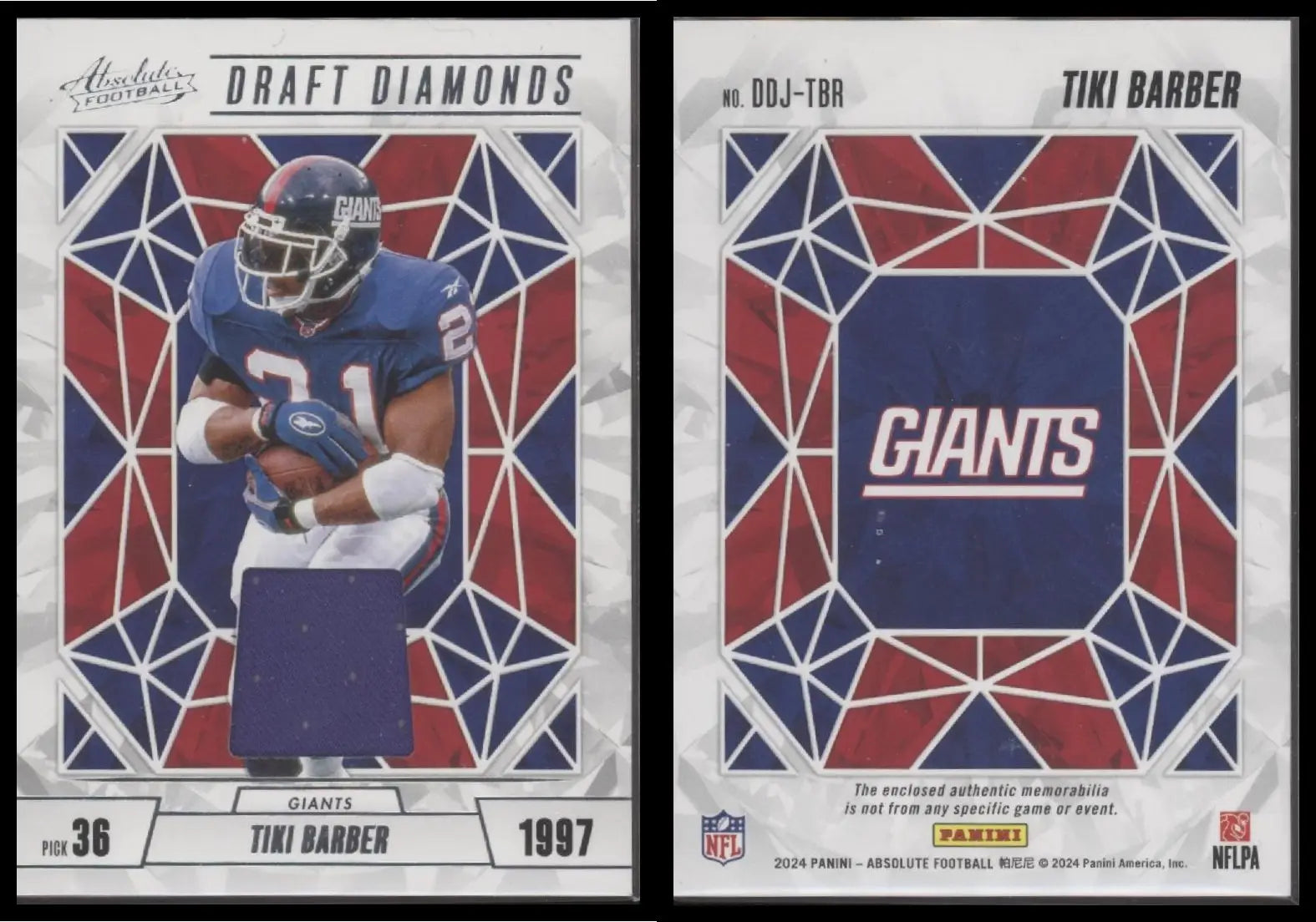 2024 Panini Absolute TIKI BARBER #DDJ-TBR Draft Diamonds New York Giants - Football Card Single