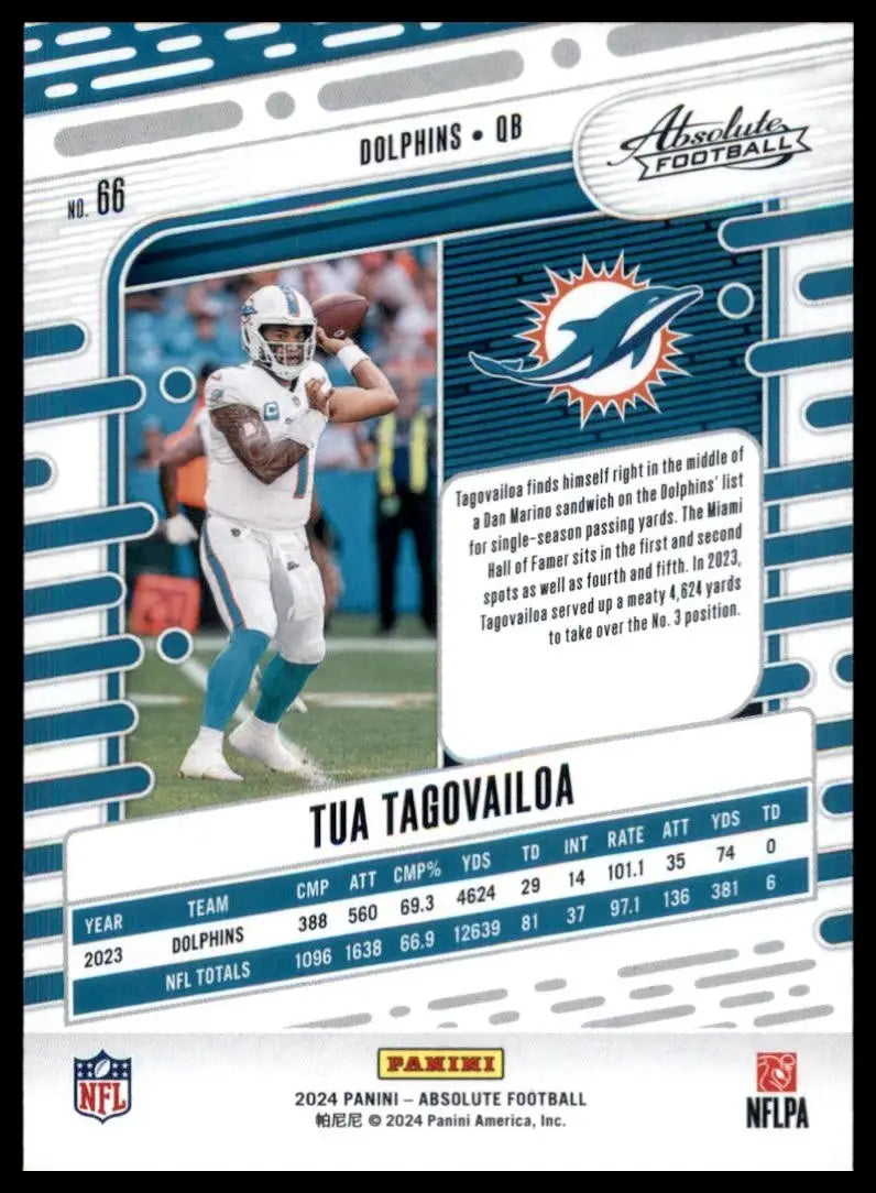 2024 Panini Absolute Tua Tagovailoa #66 Miami Dolphins Football Card NFL Sports - Football Card Single