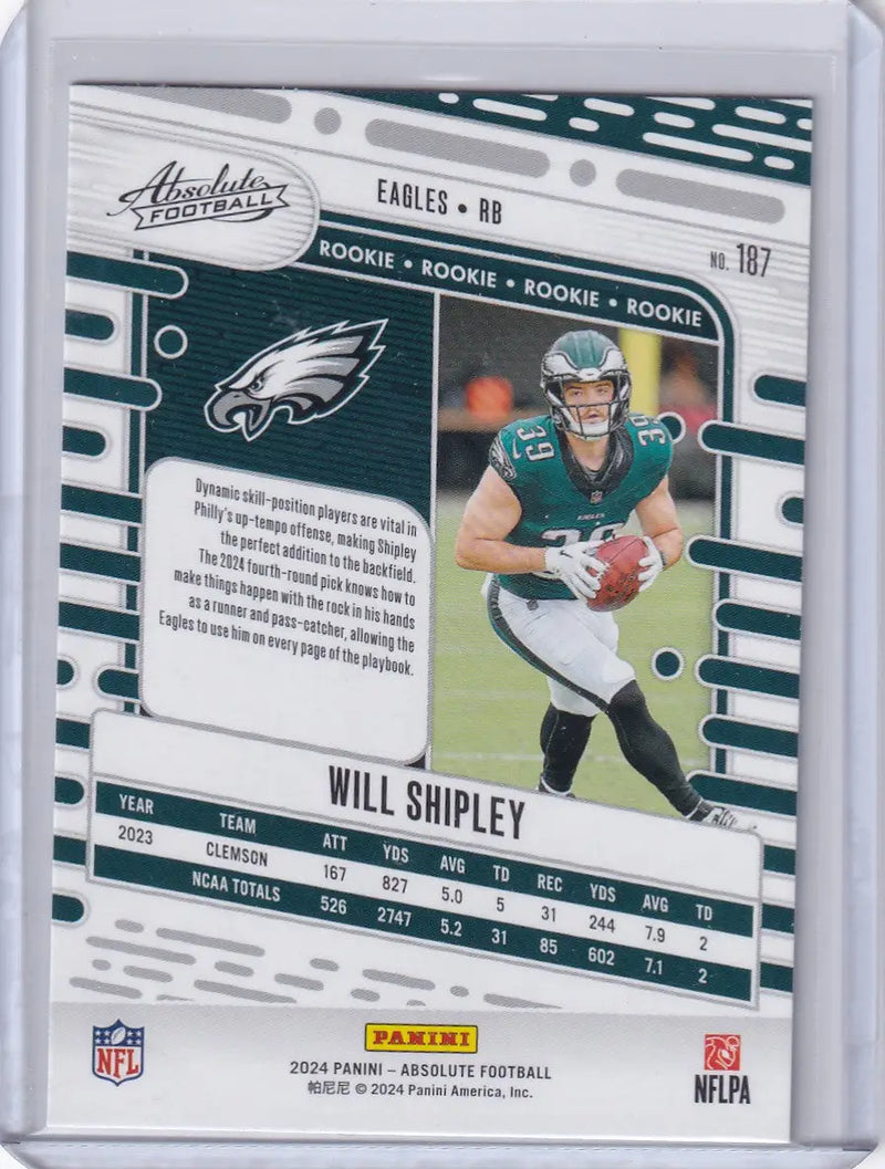 2024 Panini Absolute Yellow #187 Will Shipley - Philadelphia Eagles - Football Card Single