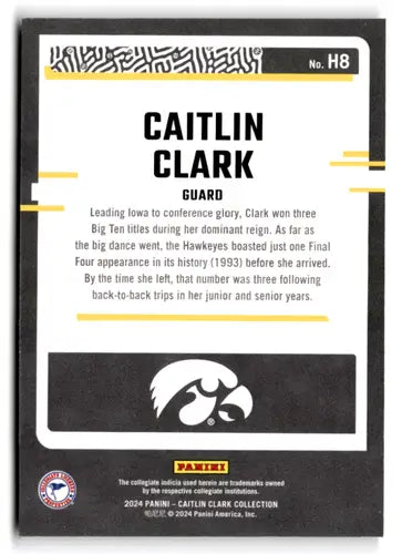 2024 Panini Caitlin Clark NIL College Collection Highlights Panini #H8 ID:83133