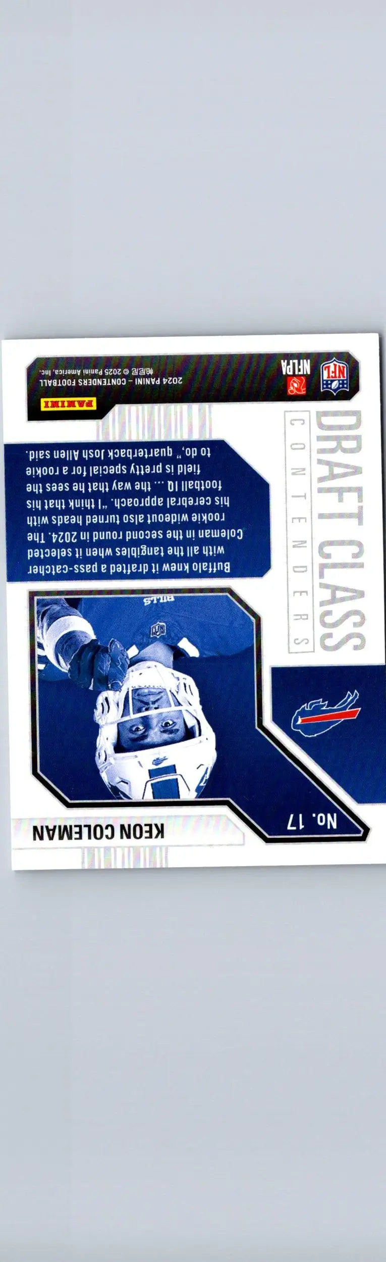 Keon Coleman football card from 2024 Panini Contenders Colemen Draft Class