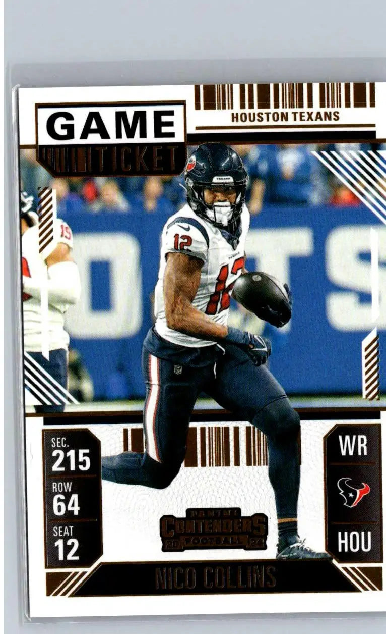 Nico Collins football card from 2024 Panini Contenders collins game ticket series