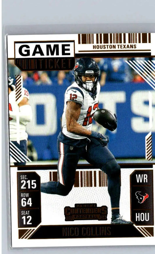Nico Collins football card from 2024 Panini Contenders collins game ticket series