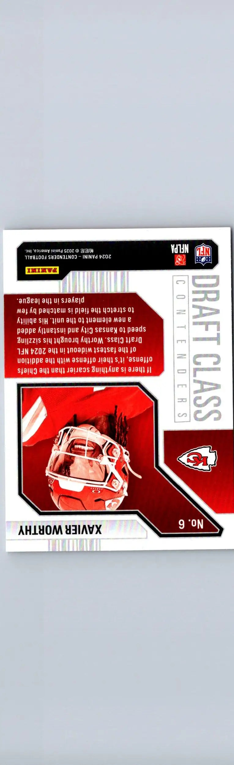 Xavier Worthy football card from 2024 Panini Contenders Worthy Draft Class series