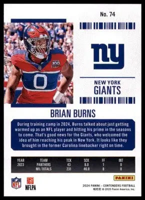 2024 Panini Contenders Brian Burns 74 New England Patriots