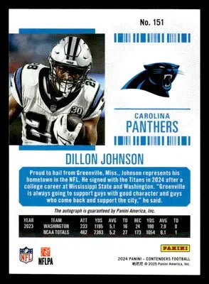2024 Panini Contenders Football #151 Dillon Johnson Rookie Ticket Signatures - Football Card Single