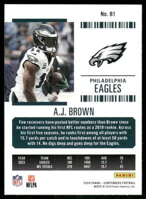 2024 Panini Contenders Football A.J. Brown #81 Red Football - Football Card Single