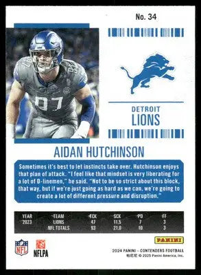 2024 Panini Contenders Football Aidan Hutchinson #34 Football - Football Card Single