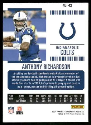 2024 Panini Contenders Football Anthony Richardson #42 Football