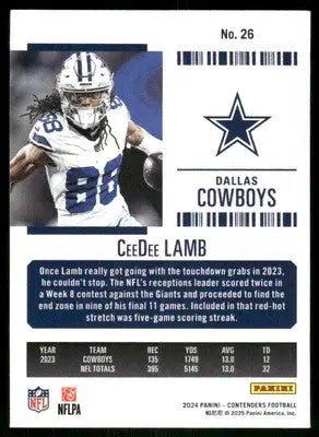 2024 Panini Contenders Football CeeDee Lamb #26 Football - Football Card Single