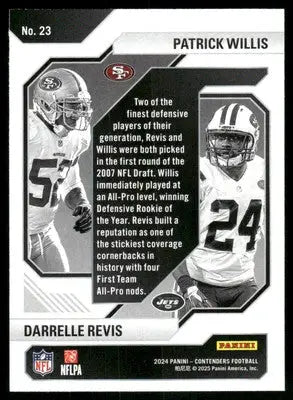 2024 Panini Contenders Football Darrelle Revis / Willis 23 Historic Dual Class - Football Card Single