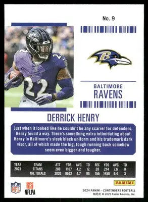 2024 Panini Contenders Football Derrick Henry #9 Football - Football Card Single