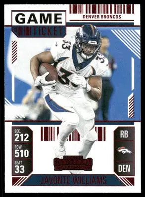 2024 Panini Contenders Football Javonte Williams #29 Red Football - Football Card Single