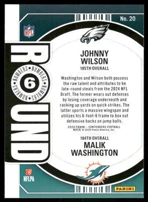 2024 Panini Contenders Football Johnny Wilson Malik Washington #20 Football - Football Card Single