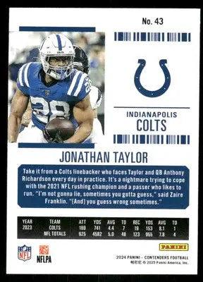 2024 Panini Contenders Football Jonathan Taylor #43 Football - Football Card Single