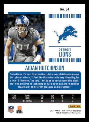 2024 Panini Contenders Football Mojo #34 Aidan Hutchinson - Football Card Single