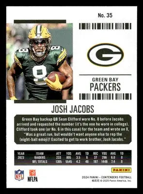 2024 Panini Contenders Football Mojo #35 Josh Jacobs - Football Card Single