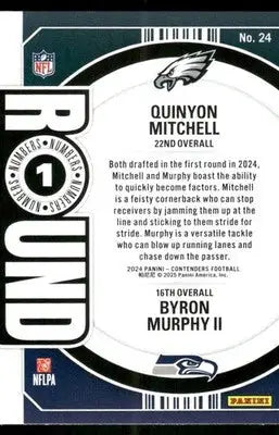 2024 Panini Contenders Football Quinyon Mitchell Byron Murphy II #24 RC Football - Football Card Single