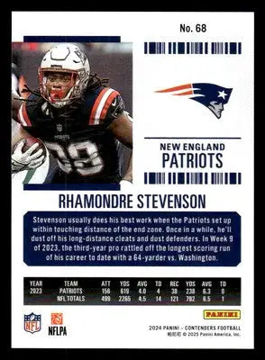 2024 Panini Contenders Football Season Ticket Mojo #68 Rhamondre Stevenson Pats - Football Card Single
