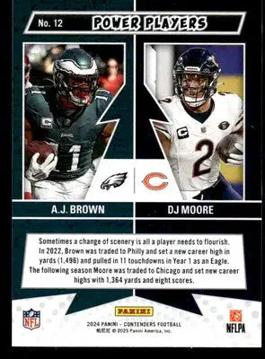 2024 Panini Contenders Football Sparkle Dots #12 AJ Brown/DJ Moore Power Players