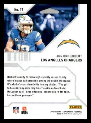 2024 Panini Contenders Football Sparkle Dots #17 Justin Herbert Hall Pass - Football Card Single