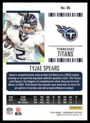 2024 Panini Contenders Football Tyjae Spears #96 Football - Football Card Single