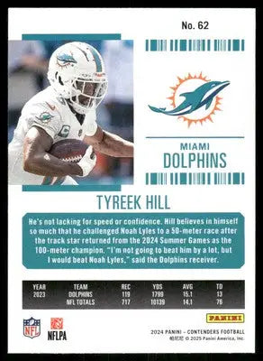 2024 Panini Contenders Football Tyreek Hill #62 Football - Football Card Single
