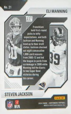 2024 Panini Contenders Historic Draft Class Red #21 Eli Manning / Steven Jackson - Football Card Single