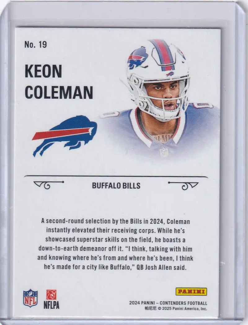 2024 Panini Contenders Rookie Stallions #19 Keon Coleman - Buffalo Bills