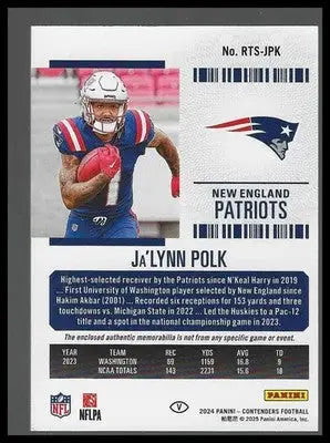 2024 Panini Contenders Rookie Ticket Swatches #RTS-JPKb Ja’Lynn Polk