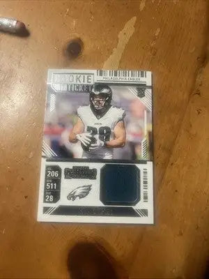 Philadelphia Eagles rookie ticket swatches card from 2024 Panini Contenders Rookie Ticket Swatches series