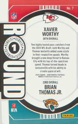 2024 Panini Contenders Round Numbers Red #7 Brian Thomas Jr. / Xavier Worthy - Football Card Single
