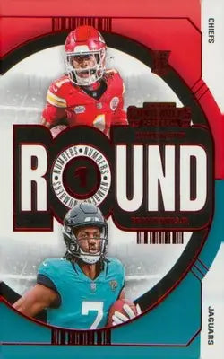 2024 Panini Contenders Round Numbers Red #7 Brian Thomas Jr. / Xavier Worthy - Football Card Single