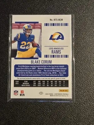 2024 Panini Contenders #RTS-BCM Blake Corum Rookie Ticket Swatches - Football Card Single