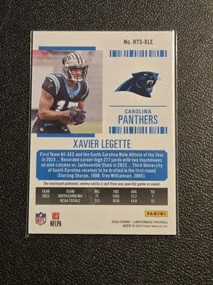 2024 Panini Contenders #RTS-XLE Xavier Legette Rookie Ticket Swatches - Football Card Single