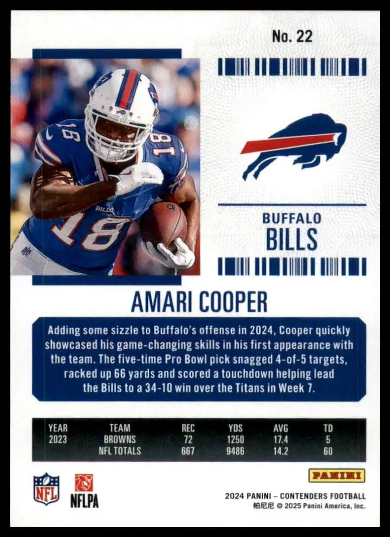 2024 Panini Contenders - Season Ticket Amari Cooper #22 Retail - Football Card Single
