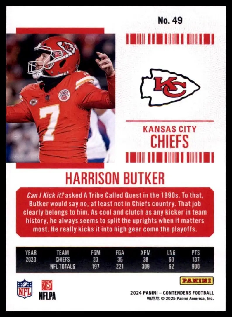 2024 Panini Contenders - Season Ticket Harrison Butker #49 Retail - Football Card Single