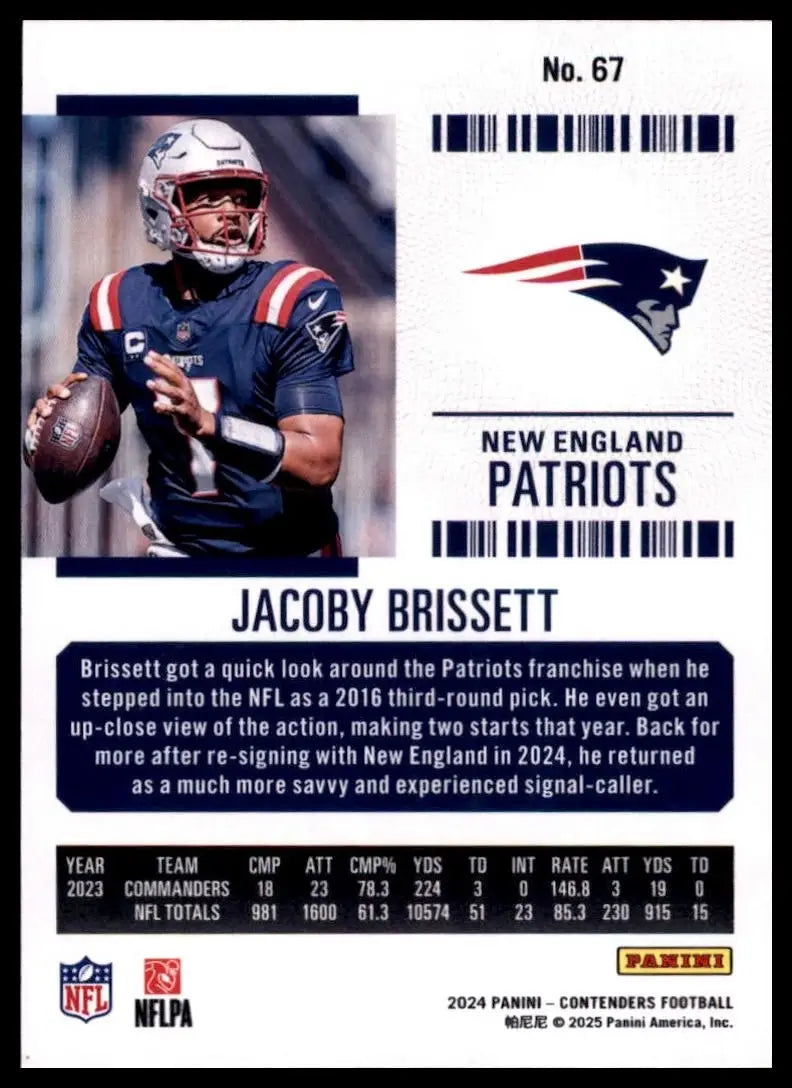 2024 Panini Contenders - Season Ticket Jacoby Brissett #67 Retail - Football Card Single