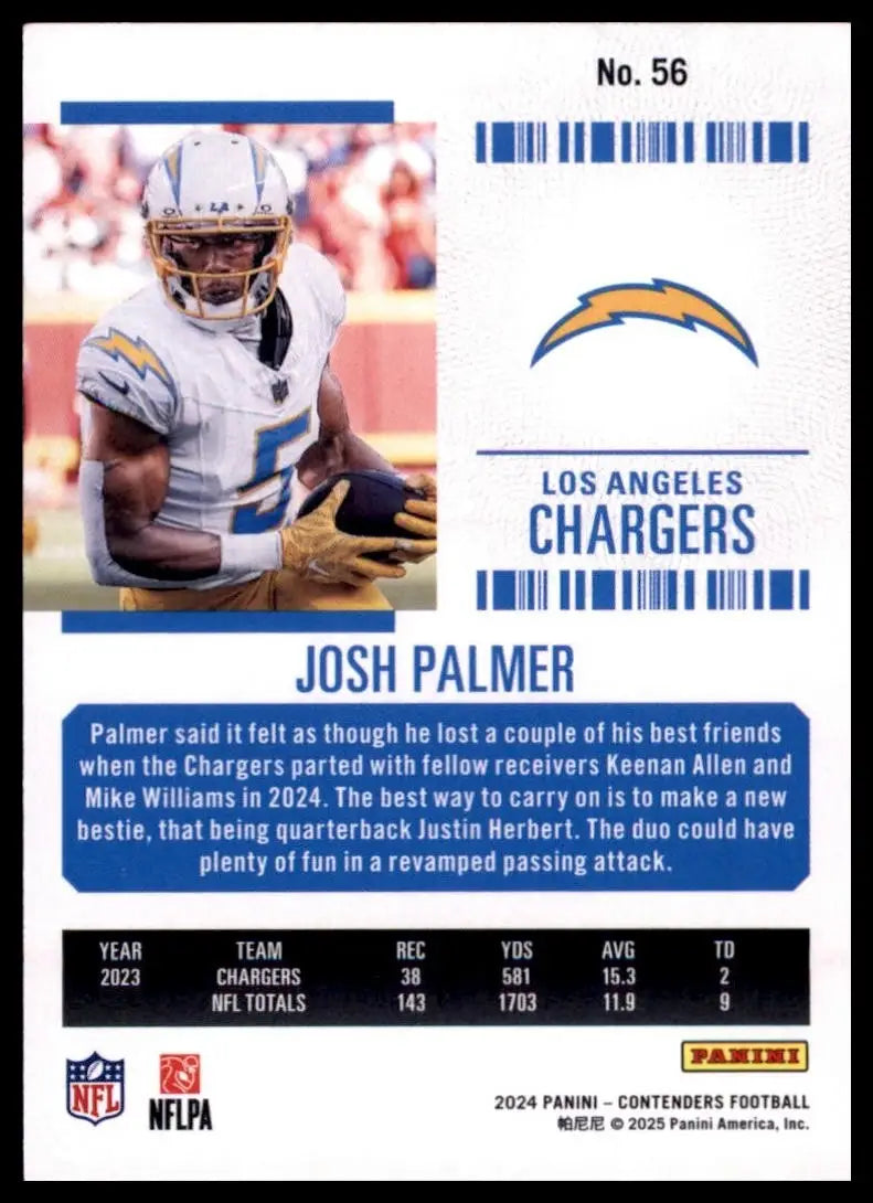 2024 Panini Contenders - Season Ticket Josh Palmer #56 Retail - Football Card Single
