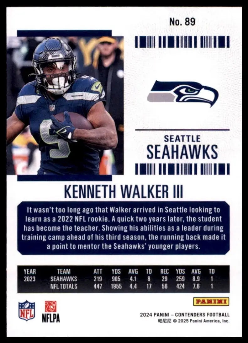2024 Panini Contenders - Season Ticket Kenneth Walker III #89 Retail - Football Card Single