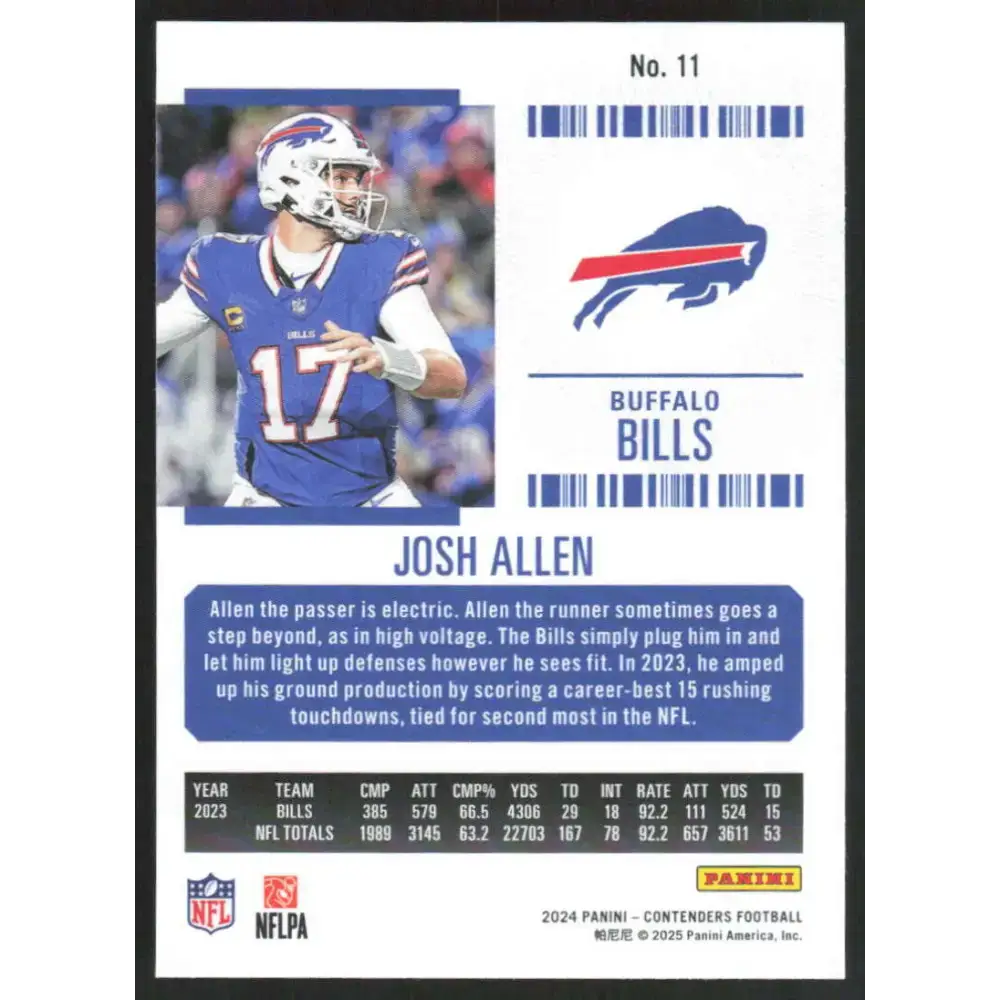 2024 Panini Contenders Season Ticket Retail #11 Josh Allen NM-MT Buffalo Bills Football Card - Trading Cards