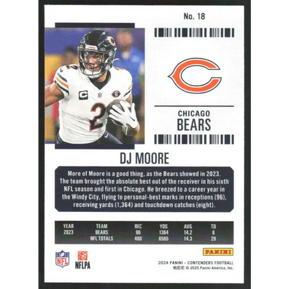 2024 Panini Contenders Season Ticket Retail #18 DJ Moore NM-MT Chicago Bears Football Card