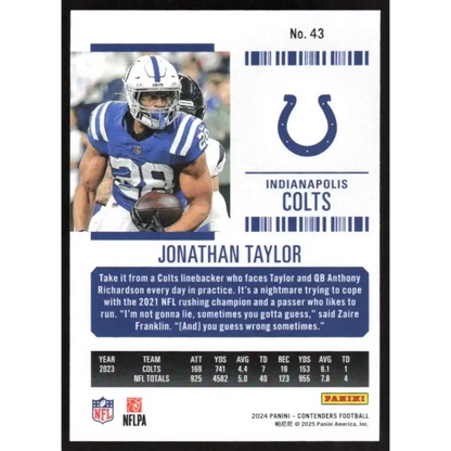 2024 Panini Contenders Season Ticket Retail #43 Jonathan Taylor NM-MT Indianapolis Colts Football Card - Football Card