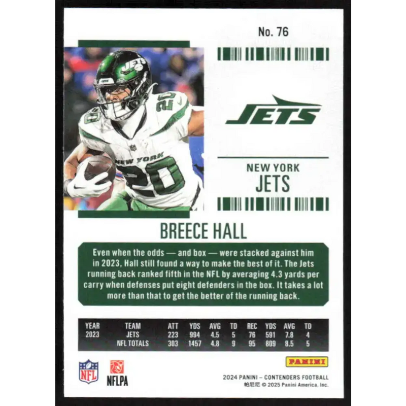 2024 Panini Contenders Season Ticket Retail #76 Breece Hall NM-MT New York Jets Football Card - Football Card Single