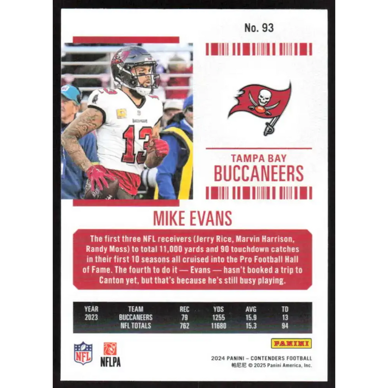 2024 Panini Contenders Season Ticket Retail #93 Mike Evans NM-MT Tampa Bay Buccaneers Football Card - Football Card