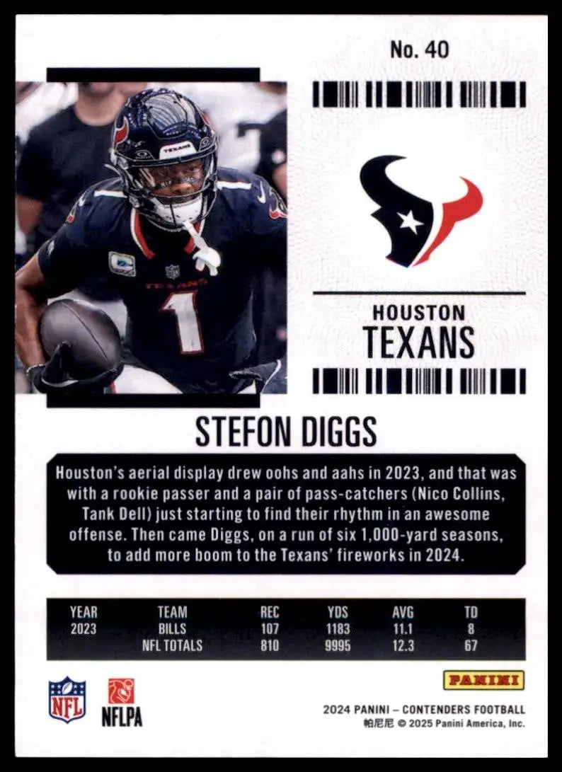 2024 Panini Contenders - Season Ticket Stefon Diggs #40 Retail - Football Card Single