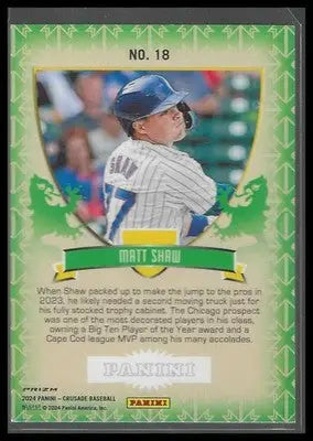 2024 Panini Crusade #18 Matt Shaw Crusade Chicago Cubs