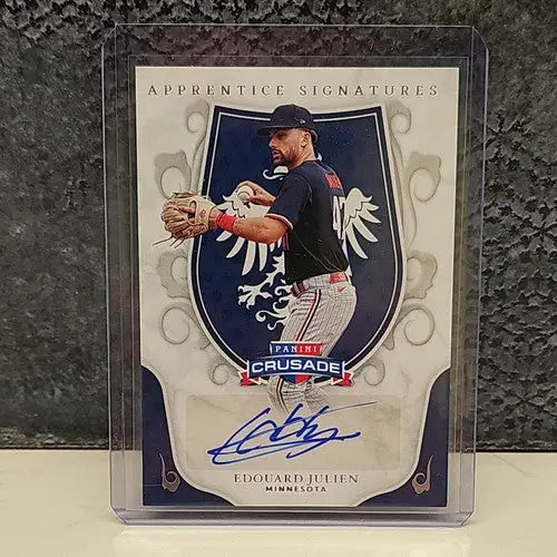 Edouard Julien autographed baseball card from 2024 Panini Crusade Baseball Crusade Baseball series