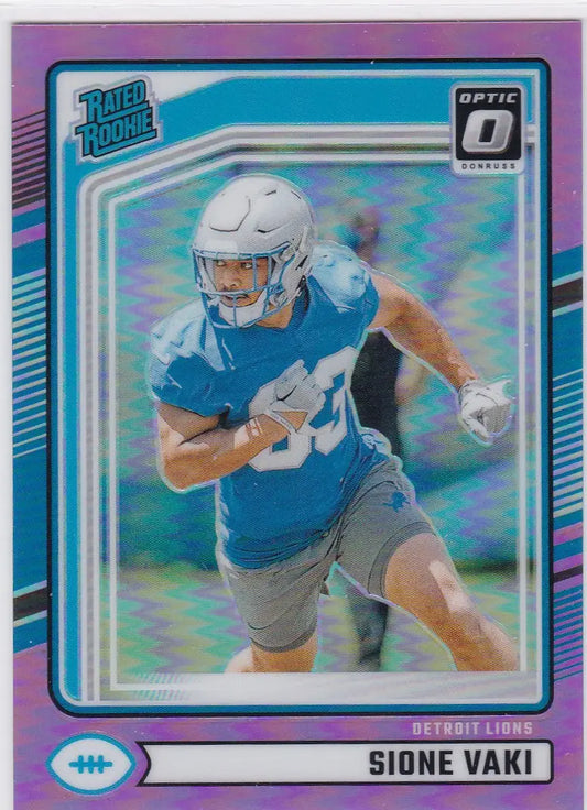 2024 Panini Donruss #332 Sione Vaki Pink Rated Rookie Detroit Lions - Football Card Single